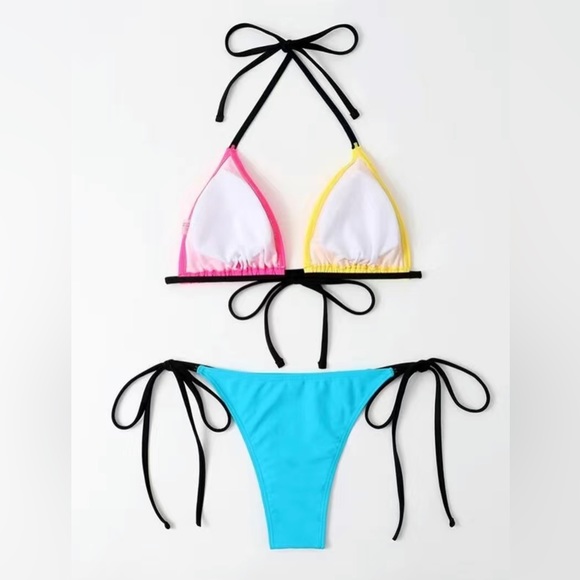 Color Block Two Piece Bikini Swimsuit Set in XL - Picture 2 of 6